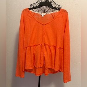 Vibrant Orange Button-Down Shirt